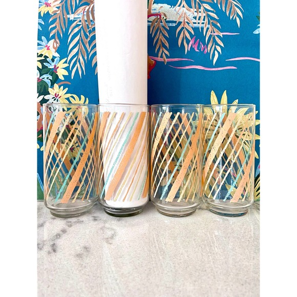 Vintage Stripe Retro Collins Glasses. Set of 4. - Picture 6 of 6